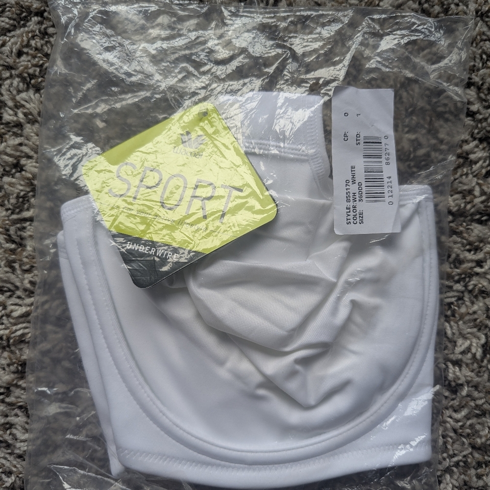 Wacoal White Simone Sports Bra with Adjustable Straps - 36DDD